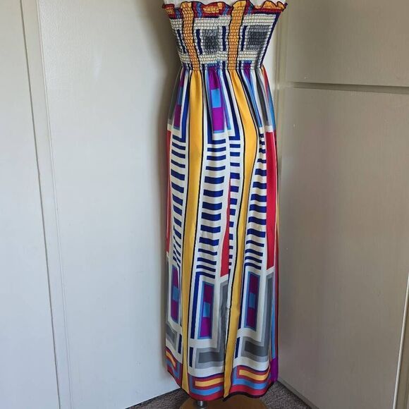 Rubber Ducky Productions, Inc. Vtg. Strapless Sundress,Geometric Prt.,L, EUC - Picture 5 of 7